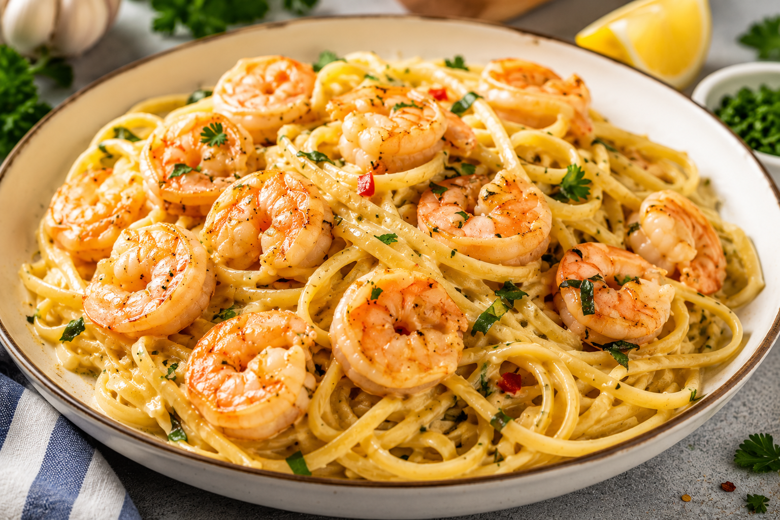 pasta con camron